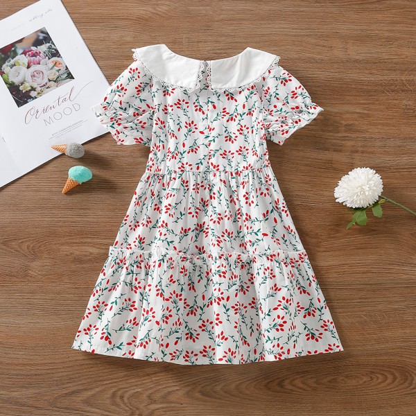 EW foreign trade children's wear 2021 summer new girls' Korean style Lapel floral dress q672