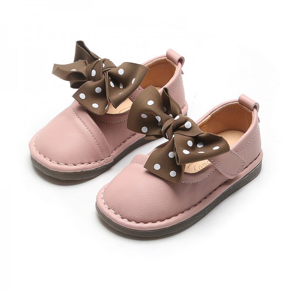 Spring 2020 new girls' Korean bow casual shoes children's soft sole princess shoes small leather shoes baby single shoes