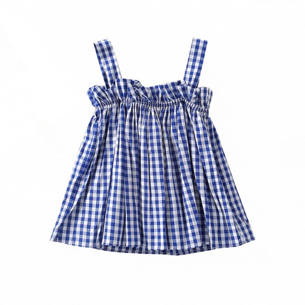 EW foreign trade children's 2021 summer new Plaid suspender top TZ01