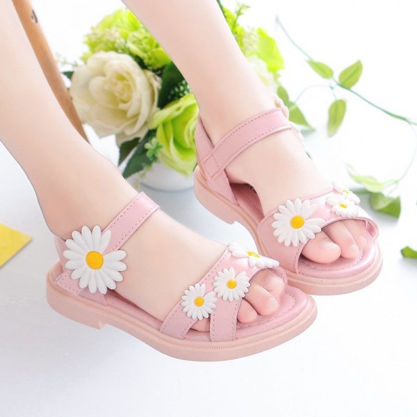 2020 summer women's leather European and American children's sandals Velcro muffin shoes breathable children's shoes manufacturers wholesale