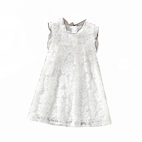 EW foreign trade children's clothing girls' company 2021 summer new lace collar vest dress q188