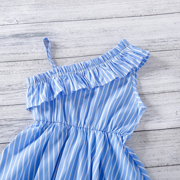 EW foreign trade children's 2021 summer new girls' Strapless suspender striped dress q637