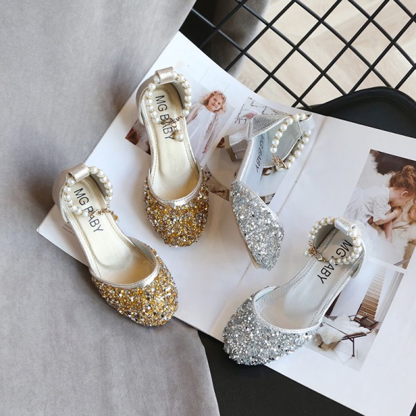 Girls' princess shoes Korean children's crystal sh...