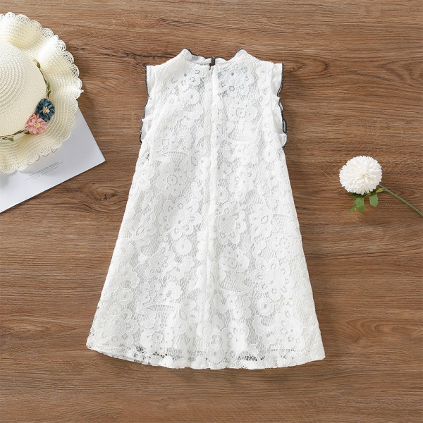 EW foreign trade children's clothing girls' company 2021 summer new lace collar vest dress q188