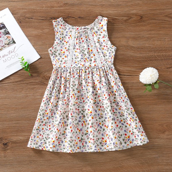 EW foreign trade children's wear 2021 summer new girls' wear floral vest dress q642