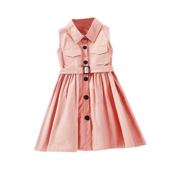 EW foreign trade children's clothing 2021 summer clothing new girl's literature and art RETRO work clothes waist slim dress q627-2