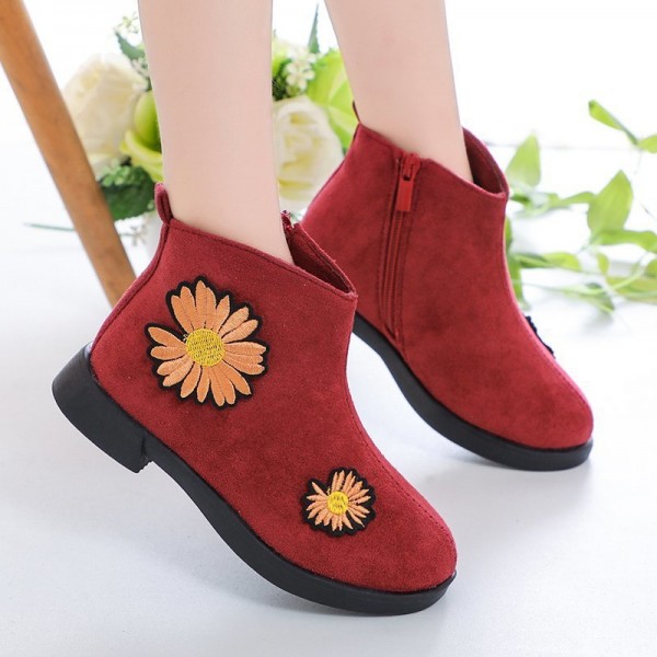 Spot Zhenyi 2020 winter women's leather princess shoes Velcro single boots non slip children's leather boots