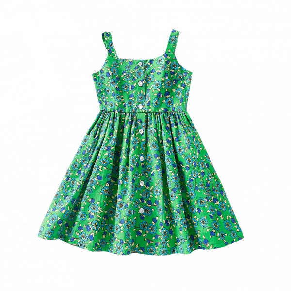 EW foreign trade children's wear 2021 summer new girls' wear floral suspender dress q671