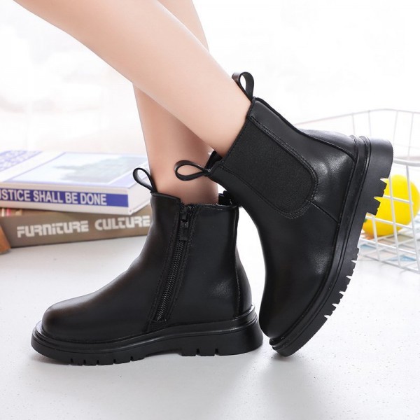 Spot Zhenyi 2020 winter women's leather casual shoes Velcro single boots antiskid children's leather boots origin source