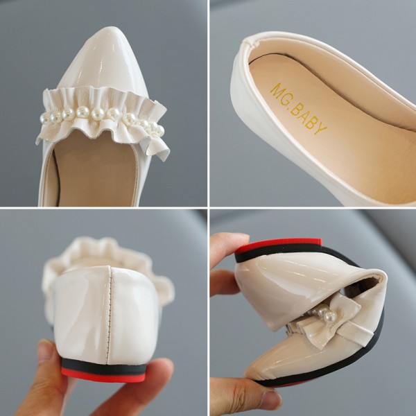 Girls' shoes spring and summer new pointed retro pearl Mary Jane shoes shallow mouth low heel lovely princess shoes single shoes