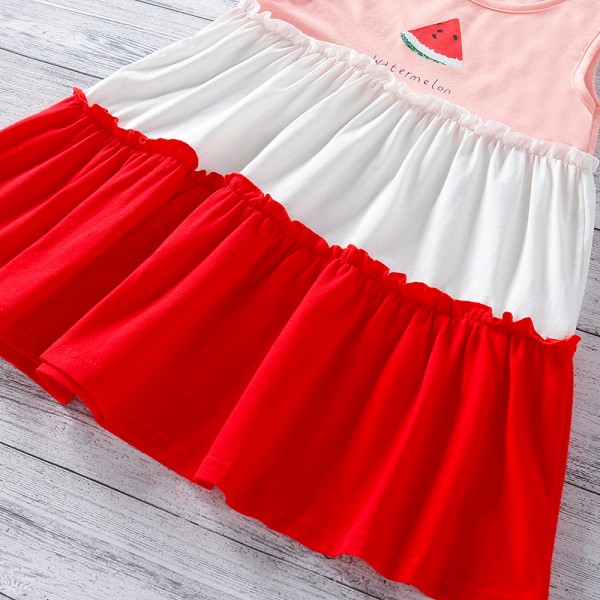 EW foreign trade children's clothing 2021 summer Korean girls cartoon vest splicing dress q648
