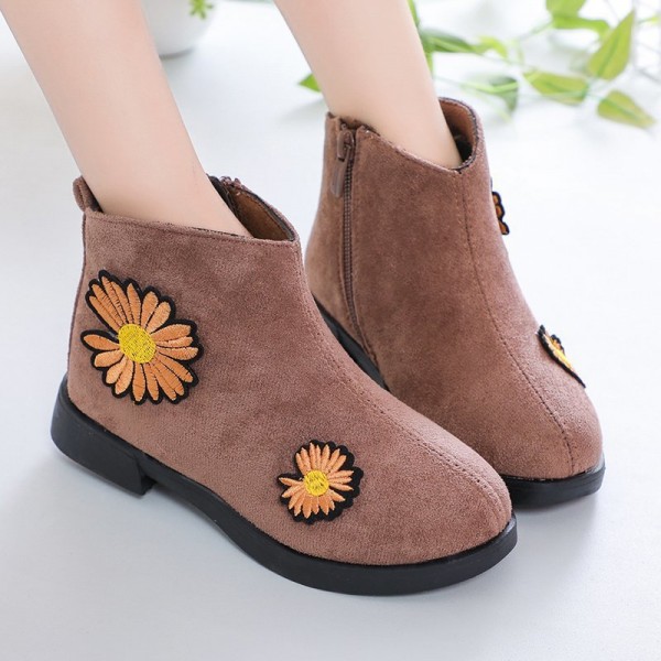 Spot Zhenyi 2020 winter women's leather princess shoes Velcro single boots non slip children's leather boots
