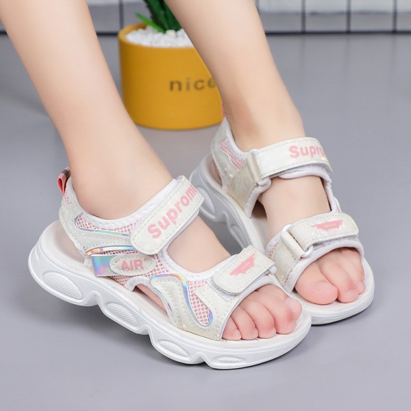 2021 summer women's leather casual children's sandals Velcro sandals breathable children's shoes