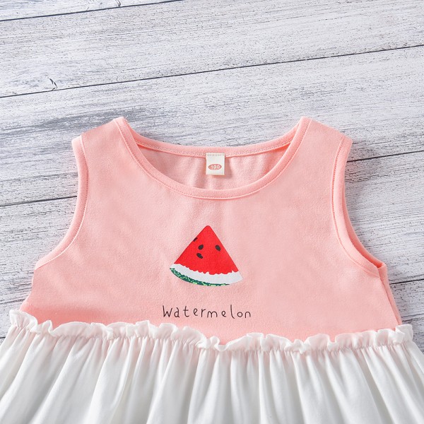 EW foreign trade children's clothing 2021 summer Korean girls cartoon vest splicing dress q648