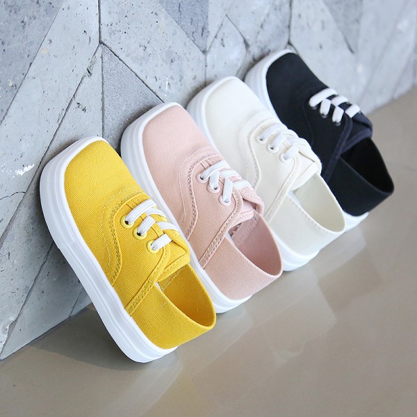 2020 new girls' one foot cloth shoes children spring and autumn summer canvas shoes Korean Board Shoes Boys' little white shoes