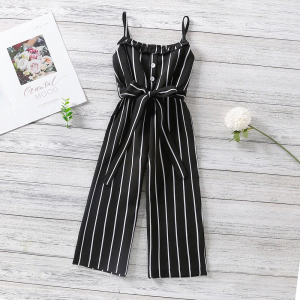 EW foreign trade children's wear 2021 summer new girl's suspender stripe waist closing slim Jumpsuit k108-1