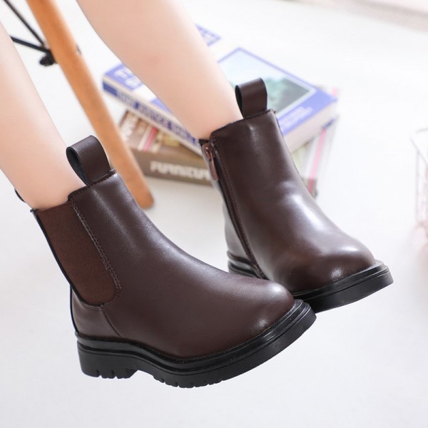 Spot Zhenyi 2020 winter women's leather casual shoes Velcro single boots antiskid children's leather boots origin source