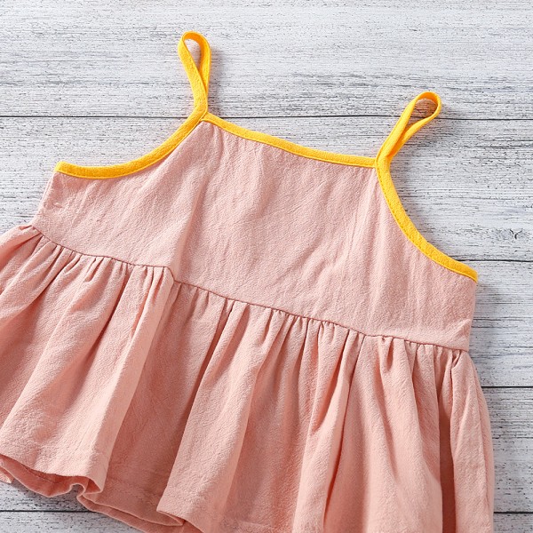 EW foreign trade children's summer new suit 2021 girl's pure color Ruffle suspender Pants Set tz28