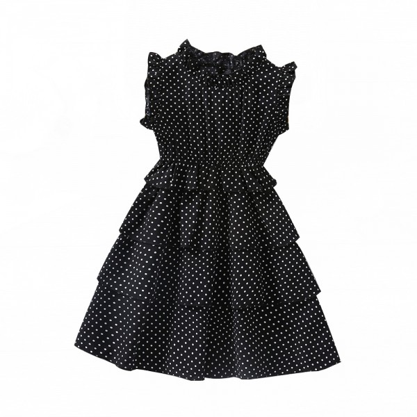 EW foreign trade children's clothing girls' company 2021 summer new dot multi-layer lace sleeveless dress q675