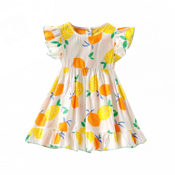 EW foreign trade children's wear 2021 summer new girl's fruit print dress q693