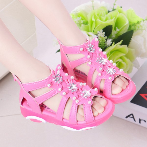Foreign trade children's shoes bear bottom girls' ROMAN SANDALS summer children's shoes primary school children's princess shoes