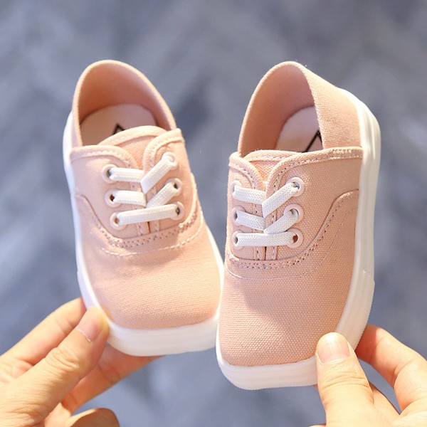 2020 new girls' one foot cloth shoes children spring and autumn summer canvas shoes Korean Board Shoes Boys' little white shoes