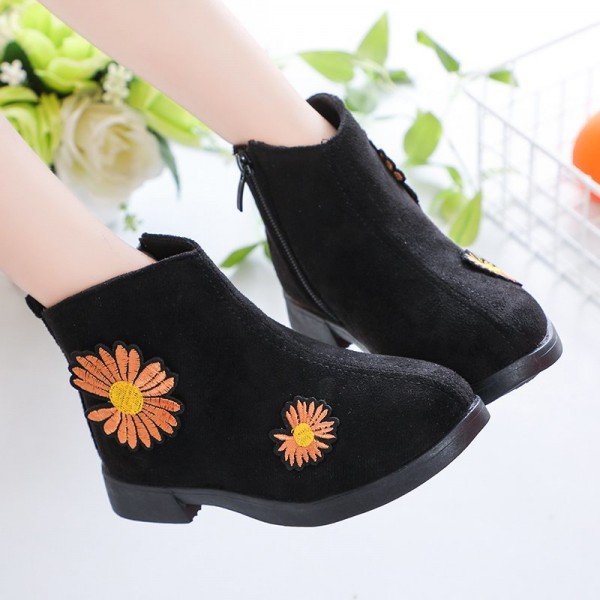 Spot Zhenyi 2020 winter women's leather princess shoes Velcro single boots non slip children's leather boots