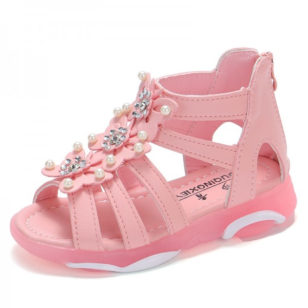 Foreign trade children's shoes bear bottom girls' ROMAN SANDALS summer children's shoes primary school children's princess shoes