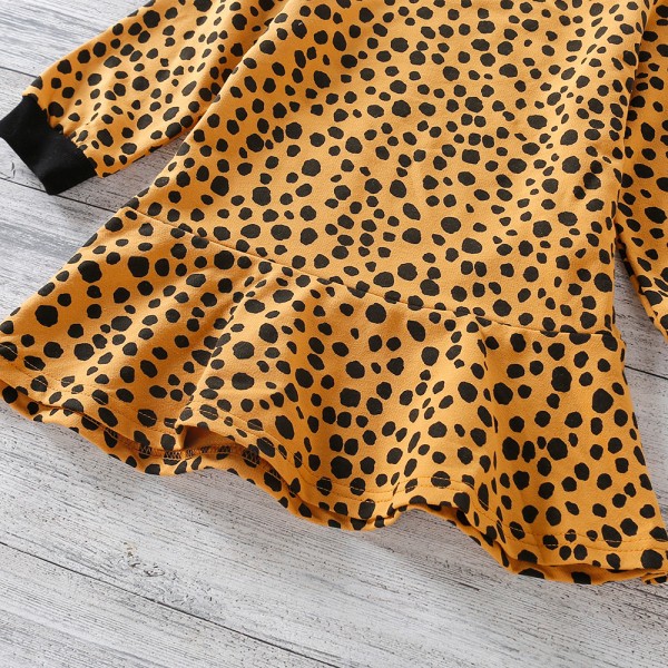 EW foreign trade children's wear 2021 autumn new girl fashion fashion leopard print contrast dress wcr62