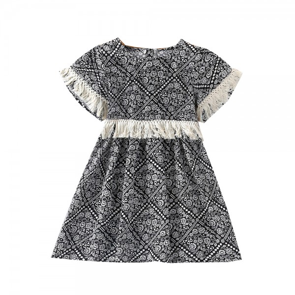 EW foreign trade children's wear 2021 summer new girls' National Romantic short sleeve dress q706