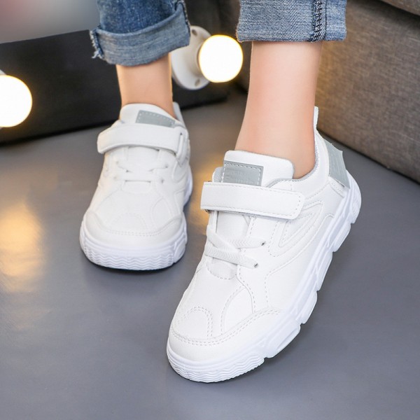 Zhenyi autumn 2020 neutral artificial leather leisure children's sports shoes Velcro waterproof children's shoes factory direct sales