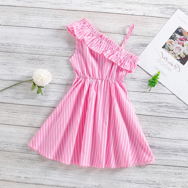 EW foreign trade children's 2021 summer new girls' Strapless suspender striped dress q637