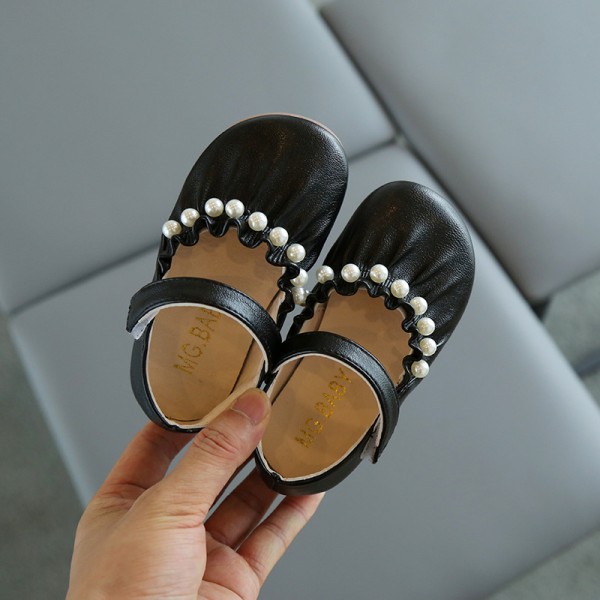 Lady princess shoes 2021 summer fashion Velcro soft bottom Doudou shoes Korean style pearl single shoes small leather shoes