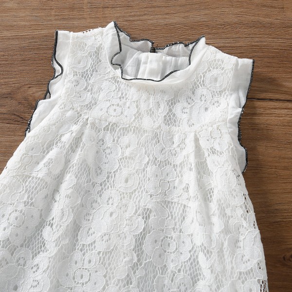 EW foreign trade children's clothing girls' company 2021 summer new lace collar vest dress q188