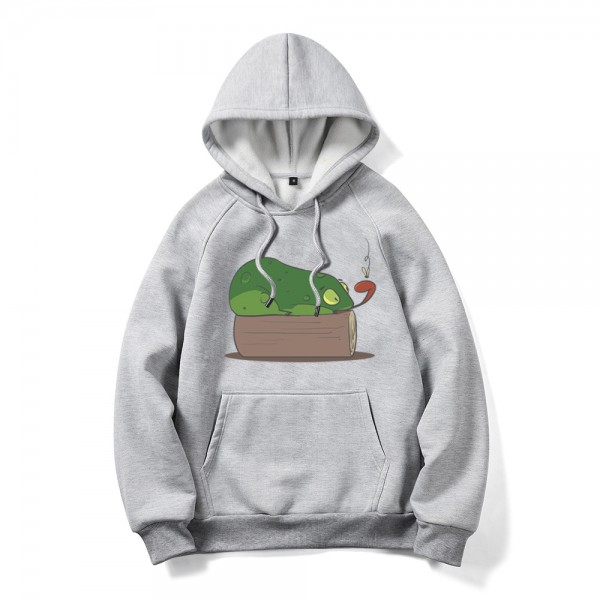 Autumn and winter cross border New Youth DIY cartoon chameleon flower sweater large size long sleeve men's Hooded Sweater