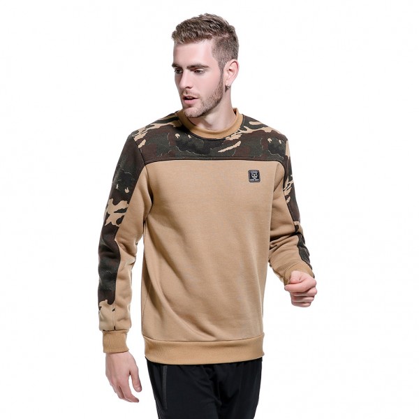 Cross border foreign trade autumn and winter new men's large round neck men's casual camouflage Fleece Pullover