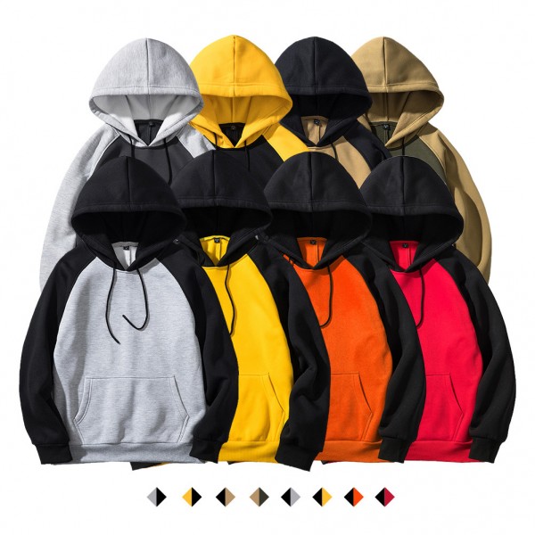 2020 Amazon autumn and winter new men's sweater DIY Street color inserted Hooded Coat multi color matching men's sweater