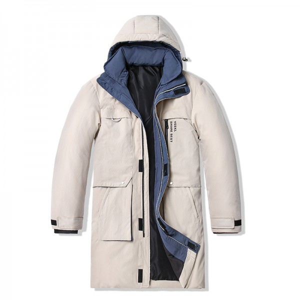 Youth Korean leisure down jacket inside and outside color reversal fashion printing pocket zipper trend hooded jacket men