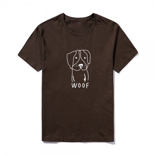 2021 summer group building logo customized short sleeve top large round neck solid color Cute Dog Print T-shirt