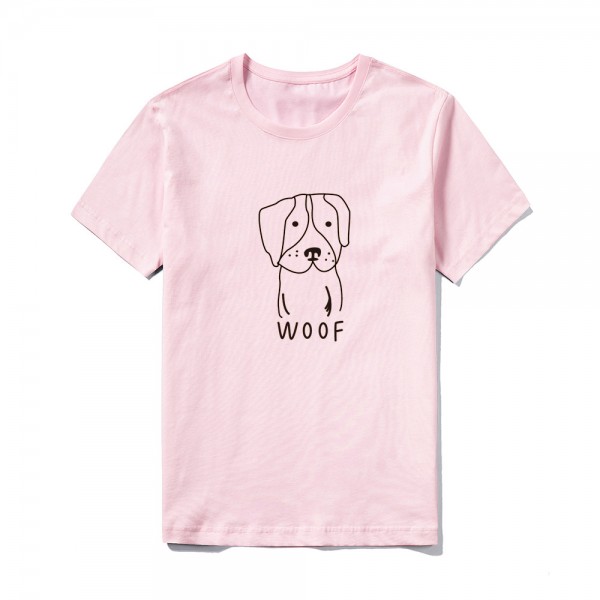 2021 summer group building logo customized short sleeve top large round neck solid color Cute Dog Print T-shirt