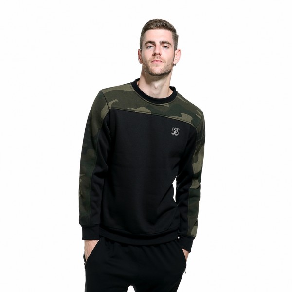 Cross border foreign trade autumn and winter new men's large round neck men's casual camouflage Fleece Pullover