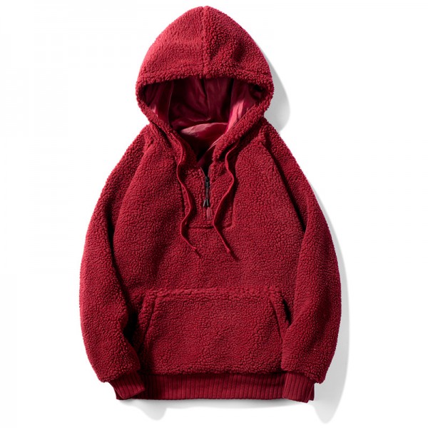 Oversize hooded women's sweater couple's same sweater cashmere warm cross border new stand collar cotton padded women's clothing