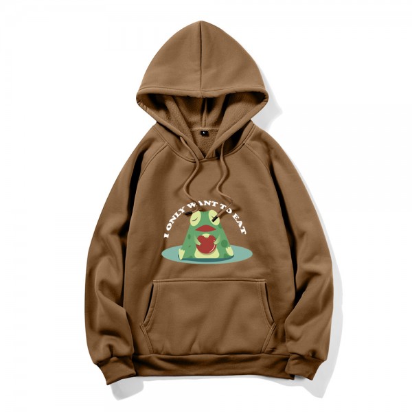 Autumn and winter cross border New Youth DIY cute frog printed sweater large size long sleeve men's Hooded Sweater