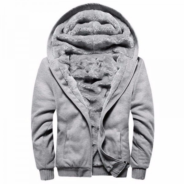 Autumn and winter 2021 new sweater men's thickened Hooded Sweater men's solid color cardigan zipper Plush large size sweater