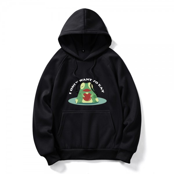Autumn and winter cross border New Youth DIY cute frog printed sweater large size long sleeve men's Hooded Sweater