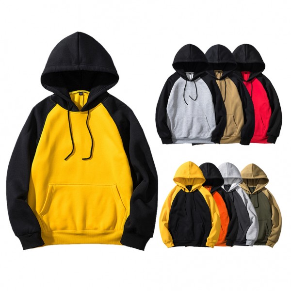2020 Amazon autumn and winter new men's sweater DIY Street color inserted Hooded Coat multi color matching men's sweater