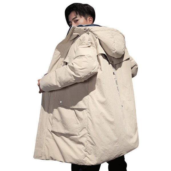 Youth Korean leisure down jacket inside and outside color reversal fashion printing pocket zipper trend hooded jacket men