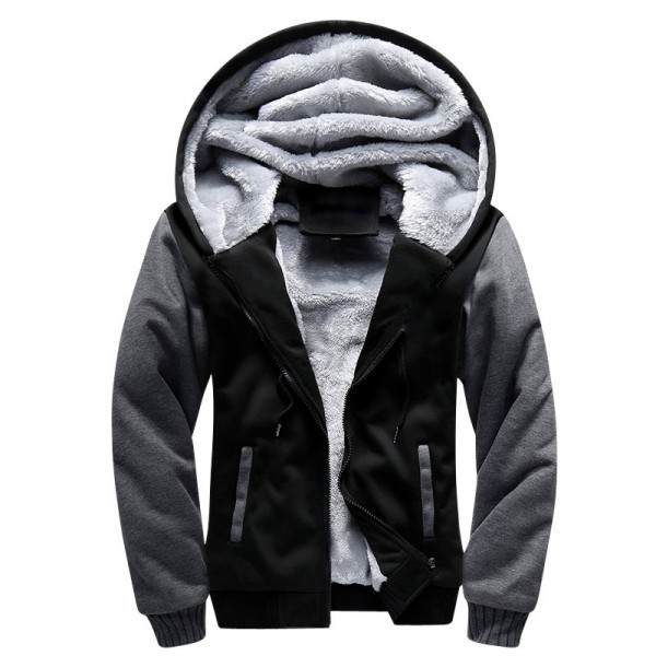 Amazon cardigan sweater men's Plush thickened sweater Street Hoodie hoodie coat large men's cotton padded jacket