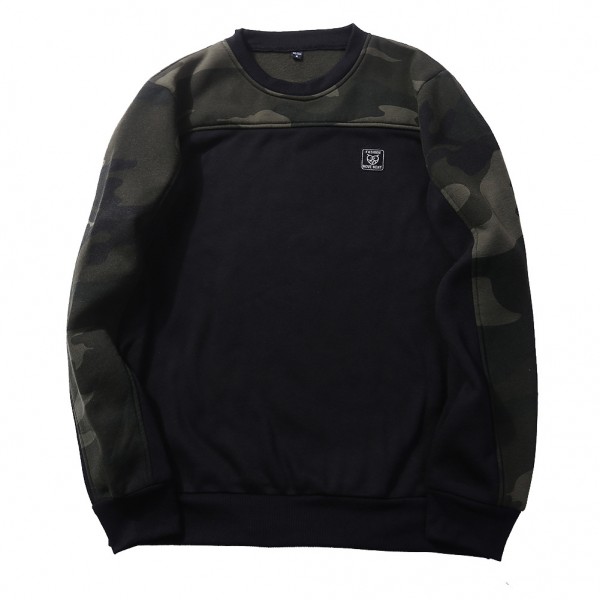 Cross border foreign trade autumn and winter new men's large round neck men's casual camouflage Fleece Pullover