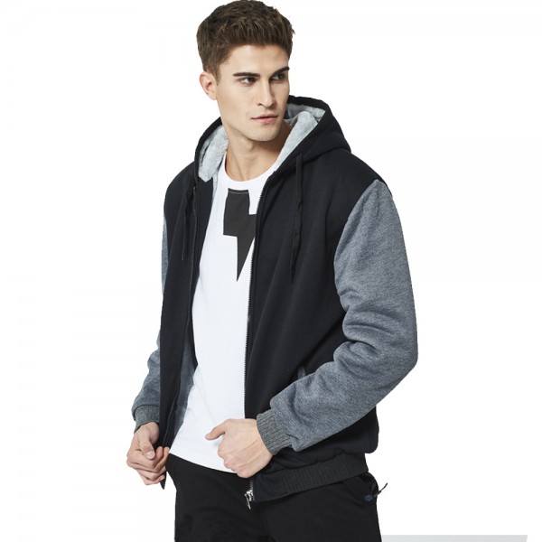 Amazon cardigan sweater men's Plush thickened sweater Street Hoodie hoodie coat large men's cotton padded jacket